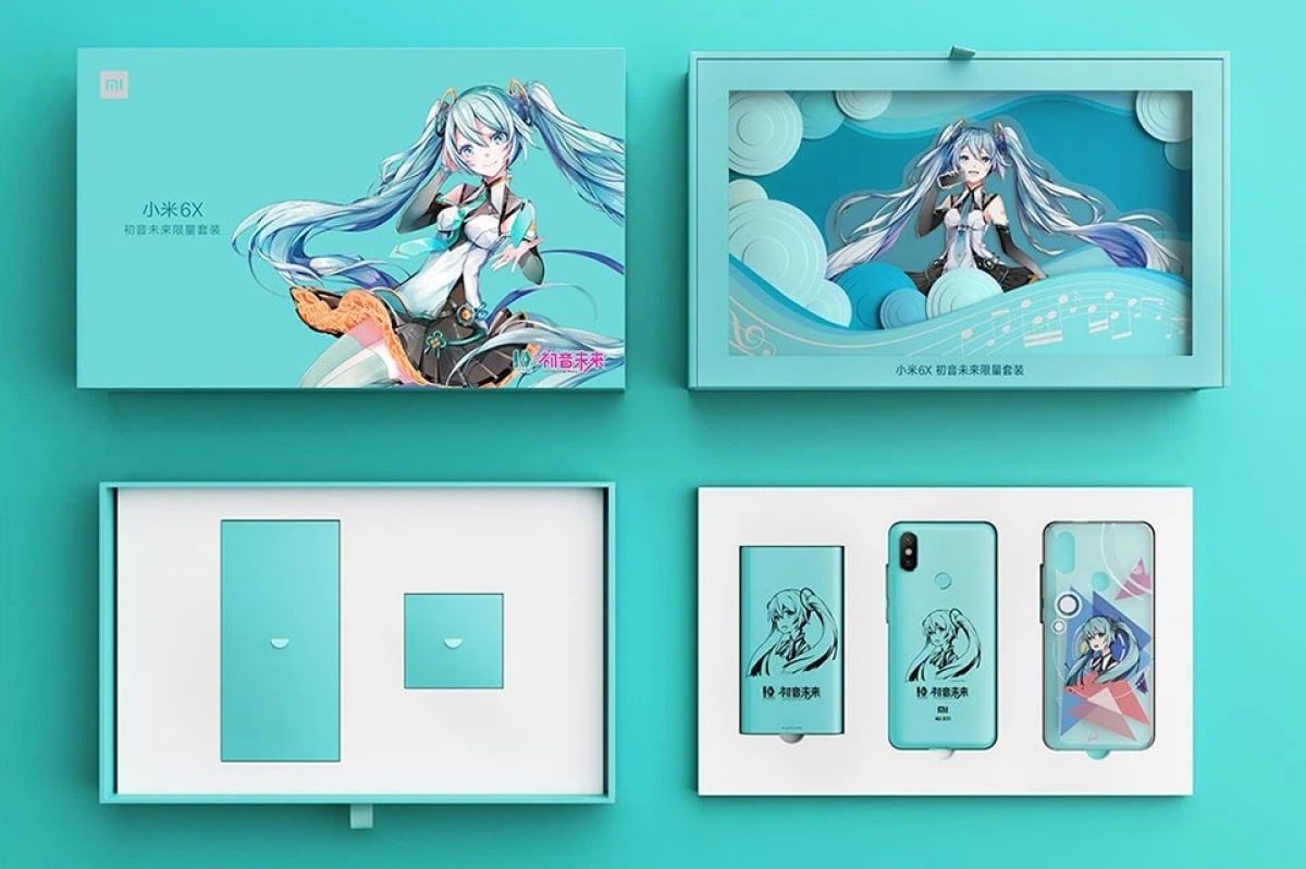 Dòng điện thoại Xiaomi Mi 6X phiên bản đặc biệt in hình Hatsune Miku.